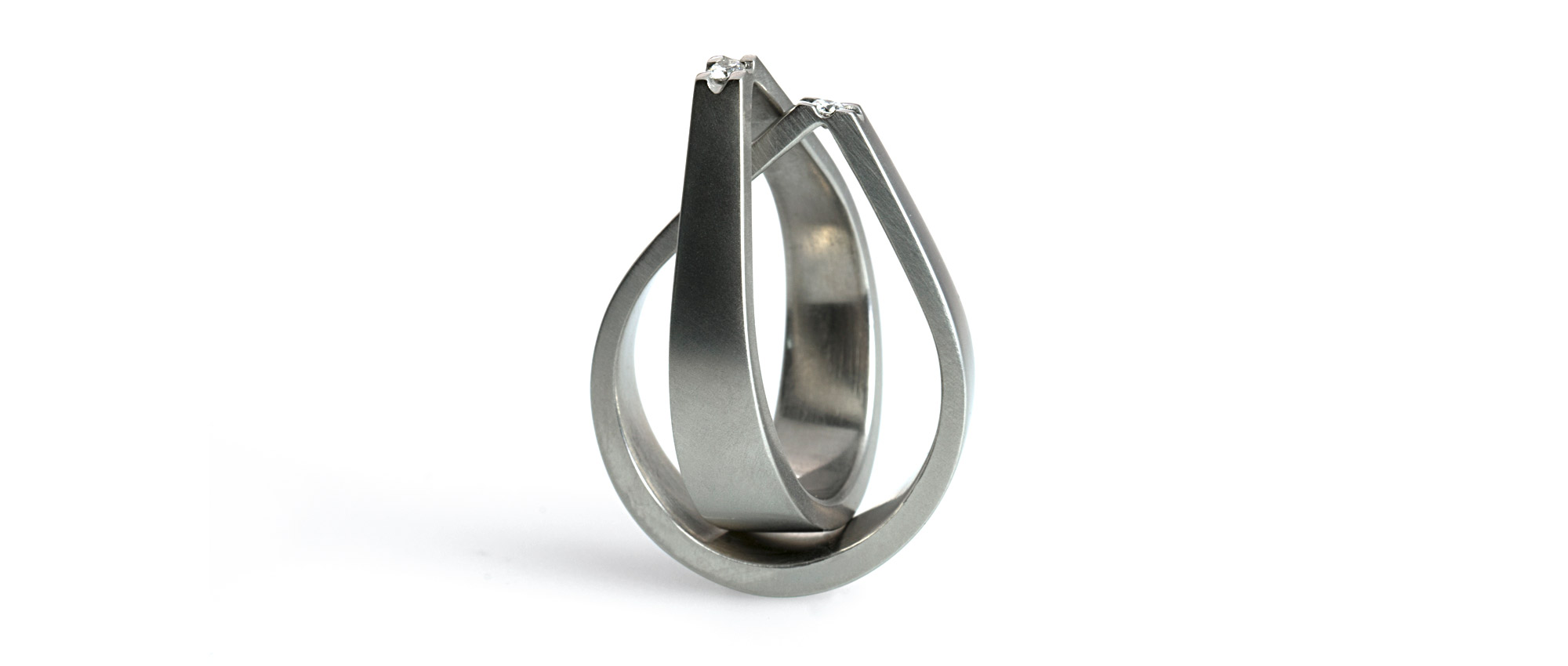 Tanja Zessel Schmuckdesign KIKI duo ring Edelstahl  Brillanten